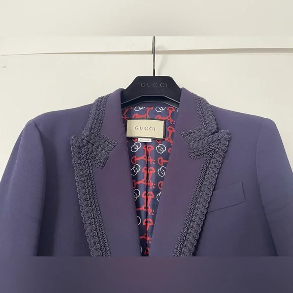 Gucci Navy Blue Single Breasted Blazer Jacket women’s size 38/ US 2 - Picture 6 of 16